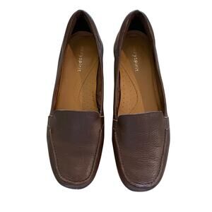 Easy Spirit Women's Slip On Leather Loafers Drk Brown Size 8.5 Cushioned Comfort